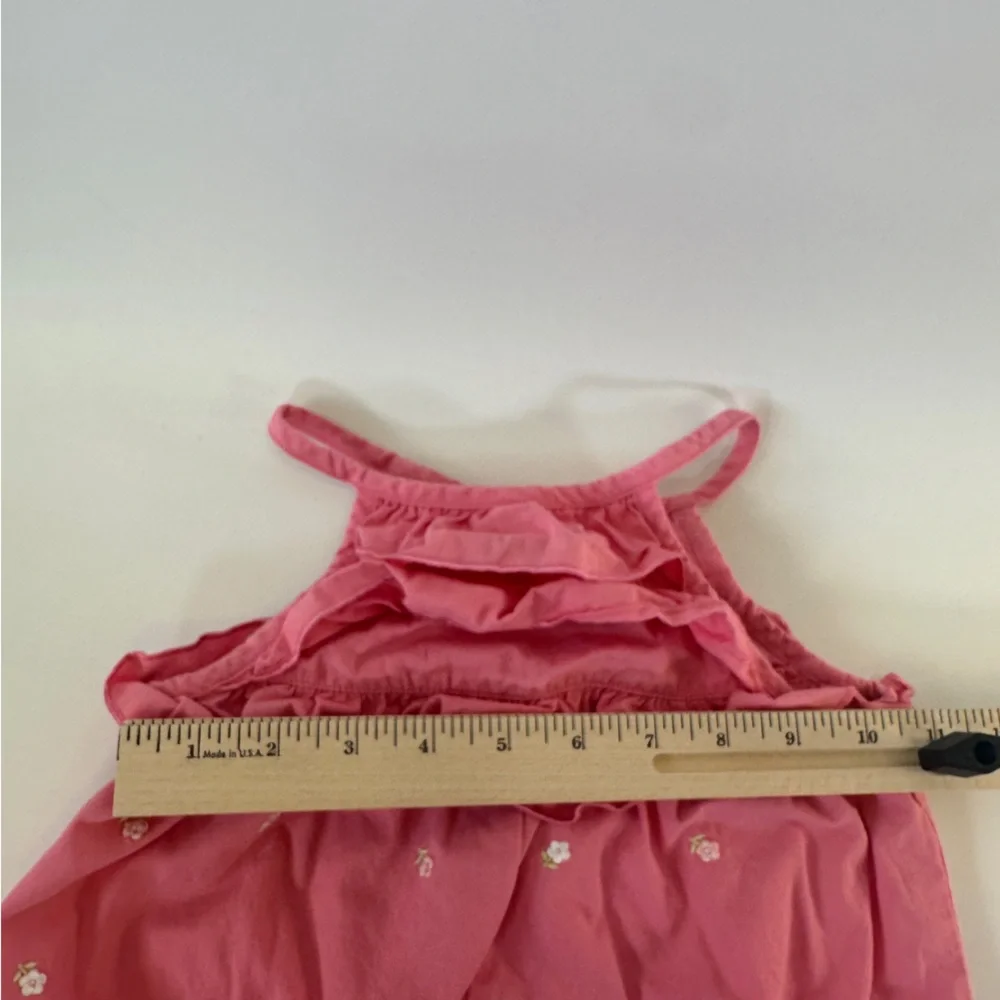 VTG Gymboree 18-24 MOS Romper Pink Embroidered Flower Ruffle Tank One Piece 2002